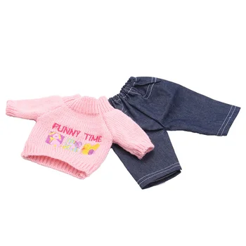 18 collu Meitenēm leļļu apģērbs izšūtu Rozā džemperis set + bikses Amerikāņu jauno dzimis kleitu Bērnu rotaļlietas fit 43 cm bērnu c163