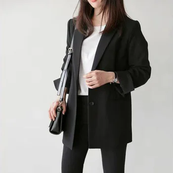 Bleizeri Sievietēm Cietā Klasisks Elegants Birojs Dāmas Visu maču Ikdienas Sieviešu Apģērbu Vienkāršu Gadījuma Šiks Harajuku korejiešu Stilā Jaunas