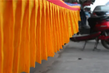 Izsmalcinātu Nepāla Izšuvumi Astoņas Auspicious Simboli Streamer High-end Dzeltena Satīna Tibetas Budistu Dekoratīvās Valance 5 Metri