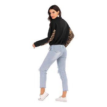 Neatie Kiddie Modes Streetwear Sexy Leopard Raibs Ikdienas Jaka Sieviešu Džemperis Mētelis Pamata Jaka Outwear