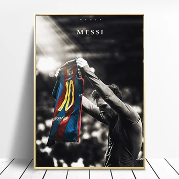 Slavenā Futbola Zvaigzne Plakātu Lionel Messi Klasiskā Futbola Spēlētājs Audekla Sienas Māksla Attēlu Melnā un Baltā Glezna Mājas Dekori