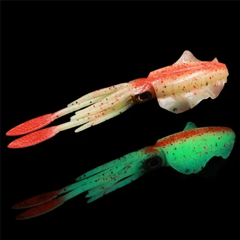 Spīd Gaismas Squidy Mīksto Ēsmu Astoņkājiem, Svārki Mīksto Plastikātu Ēsmu, Velcēšanas Zvejas Vilinājums Risināt Spilgtas Krāsas Piesaista Zivju #4