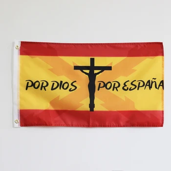 Vairogs ar spānijas karogu un Burgundijas krustu 3x5FT 150X90CM Poliestera Banner Misiņa Grommets Dekorēšanai