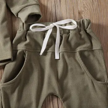 0-3 GADI Toddler Bērniem, Baby Boy Girl Apģērbu Komplekti Rudens Tērpiem Cietā garām Piedurknēm Topi+Bikses, Treniņtērpi Komplekti