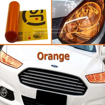 0.3x9m/Roll Oranžs Glancēts galvas gaismas aizsardzība vinila plēve Auto lukturu tonējums filmu Orange galvas gaismas filmu, bezmaksas piegāde