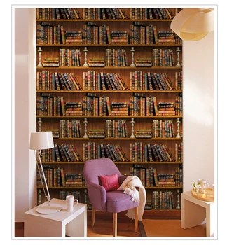 0.45*10m 3D Modelēšanas Kabinets Grāmatas Bibliotēkā Tapetes Vintage Plaukts Modelis Wall Papers PVC pašlīmējošais Sienu Dekors Sienas