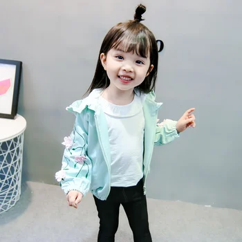 0-5T Pavasarī Baby Girl Apģērbu Kokvilnas Ziedu pelēkā vārna garām Piedurknēm Virsdrēbju Pakaramais Toddler Ikdienas Jaka