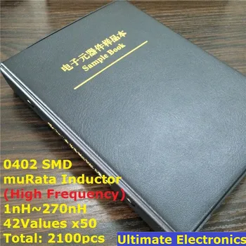 0402 muRata SMD Chip Inductor Nažu Komplekts 1nH~270nH 42Valuesx50 Izlasi Grāmatu