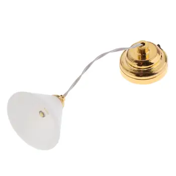 1:12 leļļu Namiņš Miniatūru Mēbeles Griestu Lampa ar Bateriju Darbināmas LED Gaismas
