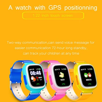 1.22 collu LCD Touch Screen Watch GPS Q90 Bērnu Smart Skatīties Tālrunis Nostāju Bērniem Skatīties Krāsu WIFI SOS Smart Baby rokas Pulkstenis