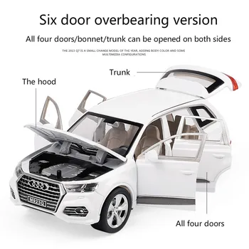 1/24 Audi Q7 Lējumiem Metāla Automobiļu Modeļiem Ar Augstu Simulācijas Transportlīdzekļa Rotaļlieta Ar Gaismas Mūziku, 6 Durvis Var Atvērt Dāvanas Bērniem