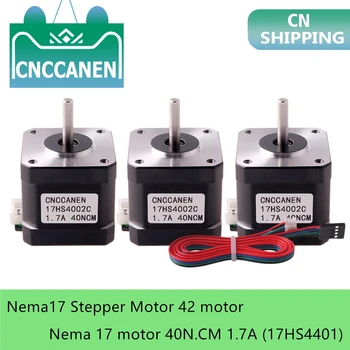 1/3/5PCS Nema17 Stepper Motor 42 motors Nema 17 mehānisko 40N.CM 1.7 A (17HS4401-DuPont) mehānisko 4-svina 3D printeri