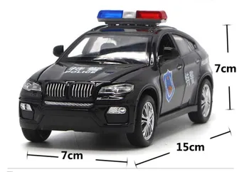 1/32 Augstas Simulācijas BM-W-X6 Metāla Lējumiem Transportlīdzekļa Sakausējuma Rotaļlietas Policijas Automašīnas Skaņas Un Gaismas Pull Atpakaļ Modeli, Rotaļlietas, Bērnu