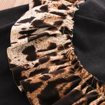 1-5Years Kid Baby Girl Kokvilnas Drēbes ar garām piedurknēm blalck T krekls Top Leopards drukāt bell grunts Bikses galvu Tērpiem Komplekts