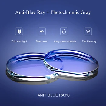 1.61 1.56 1.67 Indekss Asfēriskie Anti-Blue Ray Photochromic Pelēka Objektīva Optiskā Recepšu Datoru, Brilles, Lēcas, Tuvredzība Hyperopia