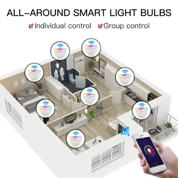 1/8Pcs GU10 Smart Home WiFi LED Spuldze RGB C+W Regulējamas Lampas Tālvadības Smart Life/Tuya APP Alexa, Google Home Balss Vadība