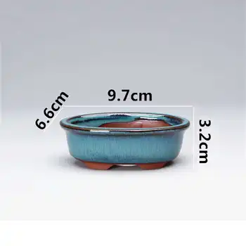1* 9.7*6.6*3.2 cm Ovāls Ķīnas Pundurkociņš Pot Zilā Glazētas Iekštelpu/Balkonu Stādīšanas