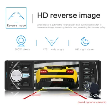 1 DIN Auto Multimediju Radio Stereo 4.1 collu Bluetooth AUX Ieeja USB Auto Dash Galvas Vienības Ar Stūres Vadības Kameru