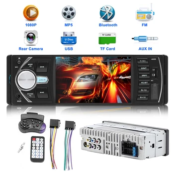 1 DIN Auto Multimediju Radio Stereo 4.1 collu Bluetooth AUX Ieeja USB Auto Dash Galvas Vienības Ar Stūres Vadības Kameru