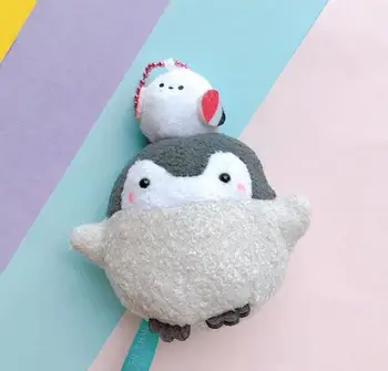 1 Gab jaunu cute Japāņu karikatūra Plīša Lelle jauki Dzīvnieku Pingvīnu Izbāzti Plīša Rotaļlietas Kulons bērniem dāvanu
