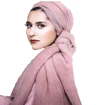1 gab Sieviešu Kroku Sprogot Hijab Šalle Musulmaņu Galvu Aptīt Šalli Krunkains Šalle Liels Izmērs 180*80cm 22 krāsas