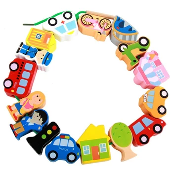 1 Iestatiet Koka Auto Lauksaimniecības Dzīvnieku Bloku rindas fāzēm Rotaļlietas Bērniem Mācīšanās un Izglītība Krāsains Produkti Bērniem Rotaļlietas