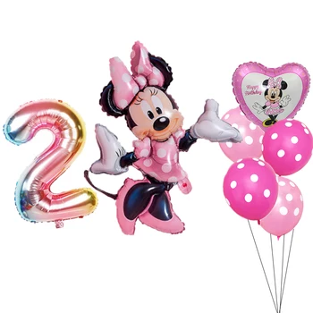 1 iestatiet Mickey Minnie Folija Baloni Karikatūra Darbības Puse Rotājumi 7 gab./komplekts Karikatūra Skaitļi Dzimšanas dienas svinības Dekoru, Klasiskās Rotaļlietas