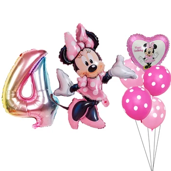 1 iestatiet Mickey Minnie Folija Baloni Karikatūra Darbības Puse Rotājumi 7 gab./komplekts Karikatūra Skaitļi Dzimšanas dienas svinības Dekoru, Klasiskās Rotaļlietas
