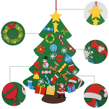 1 Komplekts Bērniem, Roku darbs DIY Jūtama Ziemassvētku Eglītes ar Multi-Rotājumi Ziemassvētku un Jaunā Gada Puse, Koku Sienas Karājas Apdare Piederumi