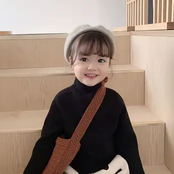 1 līdz 7 Gadiem, Bērnu Meiteņu Trikotāžas Džemperis 2020. Gada Pavasara, Ziemas, Rudens Valkāt Garas Piedurknes Silts Cieti 6 Krāsas Bērnu Toddler Džemperis Top
