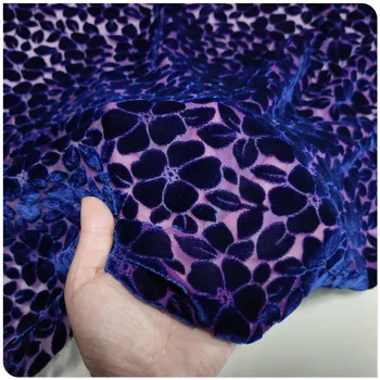1 metrs violetu puķu Dobi-no Mulberry Zīda Apakšā Kokvilnas Samta Kleita Krekls, Šalle Apģērbu Audums