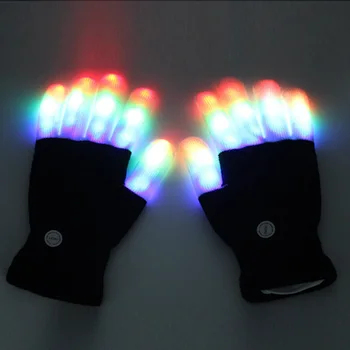 1 pāris Jaunas Ielidošanas Gaismas-Up Rotaļlietas LED Flashing Burvju Cimdu, kas Spīd Tumsā Rotaļlietas iedegties Pirkstu Tip Apgaismojums Rotaļlieta Bērniem