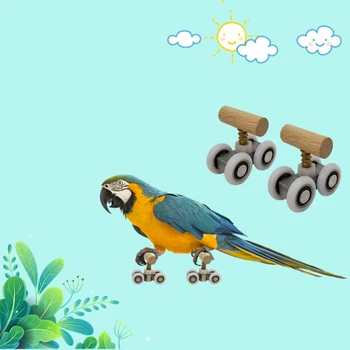 1 Pāris Papagailis Rotaļlietas Koka Putnu Papagailis Slidošana Rotaļlietas, Mācību Izlūkošanas Slidošana Kurpes Putniem Piederumi Skrituļslidas Skeitborda