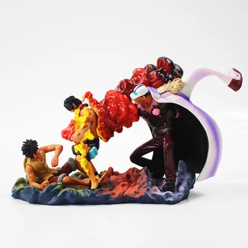 10-14cm Anime Viens Gabals Rīku Ceturtais Nāves Ace Luffy & Ace Vs Sakazuki Red Dog PVC Rīcības Attēls Kolekciju Modelis Rotaļlietas