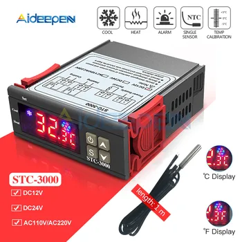 10.A 12V 24V AC 110V, 220V Ciparu LED Temperatūras regulators STC-3000 par Arduino Dzesēšanas Slēdzis Apkures Termostats NTC Sensors
