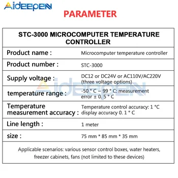 10.A 12V 24V AC 110V, 220V Ciparu LED Temperatūras regulators STC-3000 par Arduino Dzesēšanas Slēdzis Apkures Termostats NTC Sensors