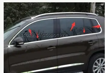 10 gab. augstākās Kvalitātes Nerūsējošā Tērauda logu apdare, apdares lentes uzlīmes vāks Volkswagen Tiguan 2011 2012 2013