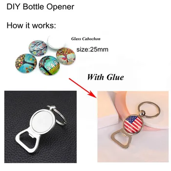 10 gab./Daudz Alus Pudele Nazis Keychain DIY par 25mm Stikla Cabochon Keyrings Sakausējuma Engravable Virtuves Rīki Vīriešiem, Dāvanas, Rotaslietas
