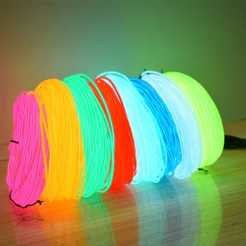 10 Krāsas EL Wire 50M 100M 200M 500M Elastīgu Neona Gaismas 2.3 MM DIY Mirdzumu, Trosi, Cauruli Ūdensdrošs LED Sloksnes Deju Grupa Bārs Decoratio