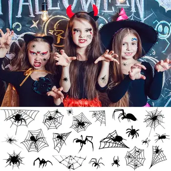 10 Loksnes Halloween Mākslas Tetovējumi Radošās Sejas, Ķermeņa Uzlīmes Puse Rotājumi Bērniem Pieaugušajiem