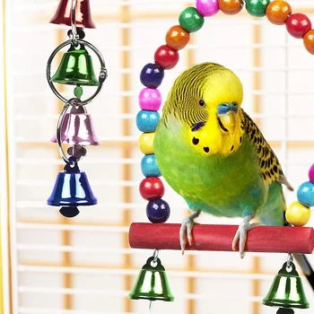 10 Pack Putnu Būris Rotaļlietas Papagaiļus, Reliable & Košļājamā - Šūpoles Karājas Košļājamā Bite Tilta Koka Bumbu Krelles Bell Rotaļlietas.