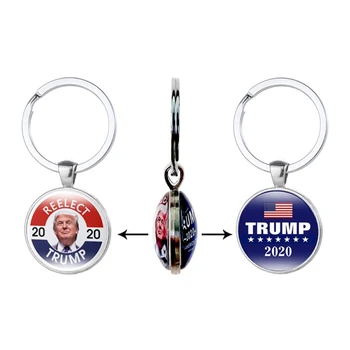 10 Stilu Donalds Trumps 2020. Gadam Keychain Prezidents Pārspēj Foto Dizaina Dubultu Pogu Pārspēj Atslēgu Riņķi Komplektu Modes Rotaslietas