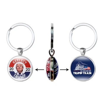 10 Stilu Donalds Trumps 2020. Gadam Keychain Prezidents Pārspēj Foto Dizaina Dubultu Pogu Pārspēj Atslēgu Riņķi Komplektu Modes Rotaslietas
