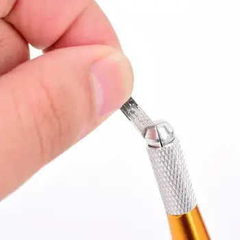 100 Gab. Dubultā Rinda Microblading Adatas Pildspalvu Asmeņi Pastāvīgais Uzacu Grims Tetovējums 3D Izšūšana