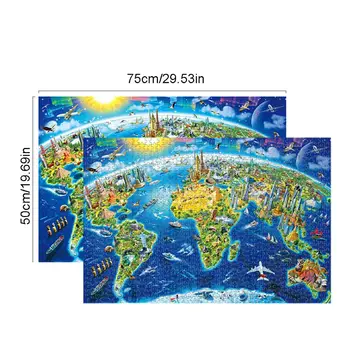 1000 Gab./Iepak Pasaules Orientierus Kartē Puzzle Koka Atjautības Salikt Puzles Pieaugušo K1MA Karstā