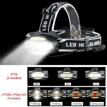 10000 LM LED lukturis 4* T6 +2*COB+2*Sarkans Lukturis Ūdensdrošs kabatas Lukturītis Uzlādējams Lukturis Lukturis ar bateriju