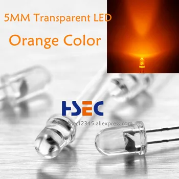 1000pcs 5mm Caurspīdīgs led Oranža Krāsa led gaismas super spilgtas diodes F5MM Orange LED ir 5MM Sarkana Zaļa Bule