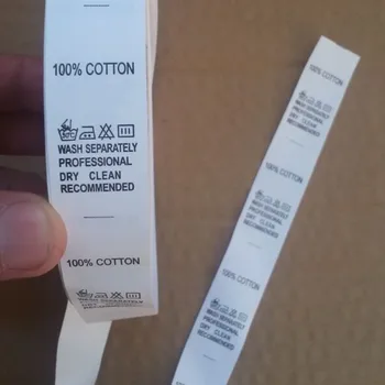 1000pcs Balta mazgāšanas norādījumi drukāt tagus apģērbu neilona pārklājumu lentes aprūpes 2.2 etiķetes * 5 cm