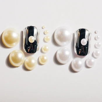 1000Pcs Jaukta Izmēra Puslokā Pearl Nagu Piederumi Bēšs Balts Pusi sejas Pērle 2mm -12mm Mobilo Telefonu Gadījumā DIY Nail Apdare