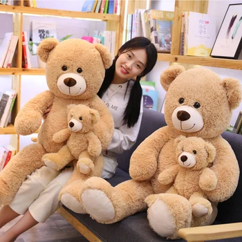 100cm pūkains plīša pildījumu lielo teddy bear rotaļlietas māmiņa saimniecības baby lelle factary cena radošo klāt mazulis un meitene foto prop